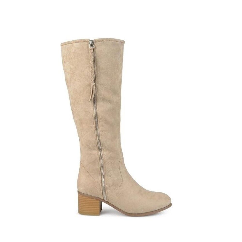 Journee Collection Womens 9 M Stone Sanora Block Heel Zip Up Boots NIB PT9
